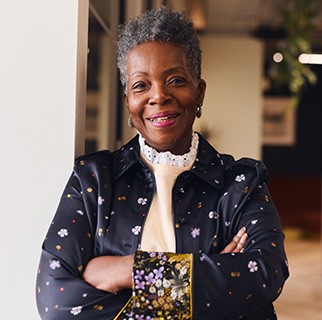 Senior woman smiling in office