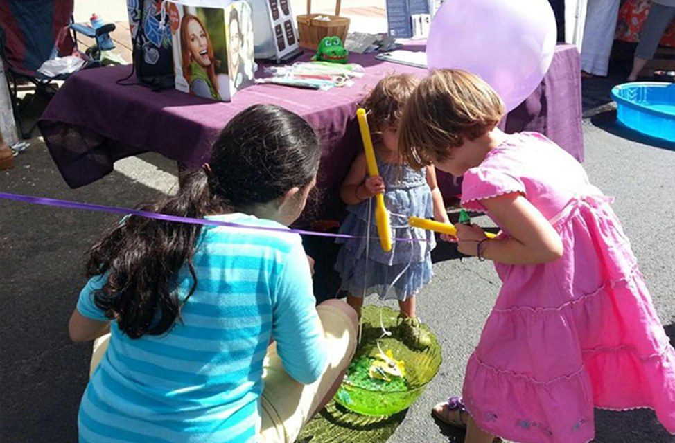 three girls playing