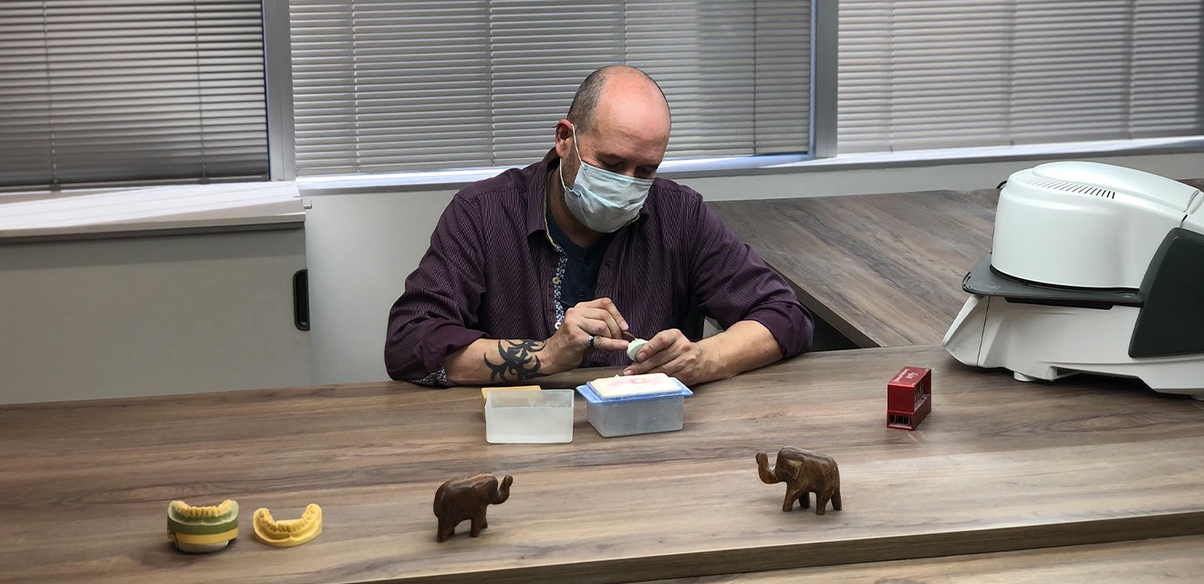 dental lab working on implants